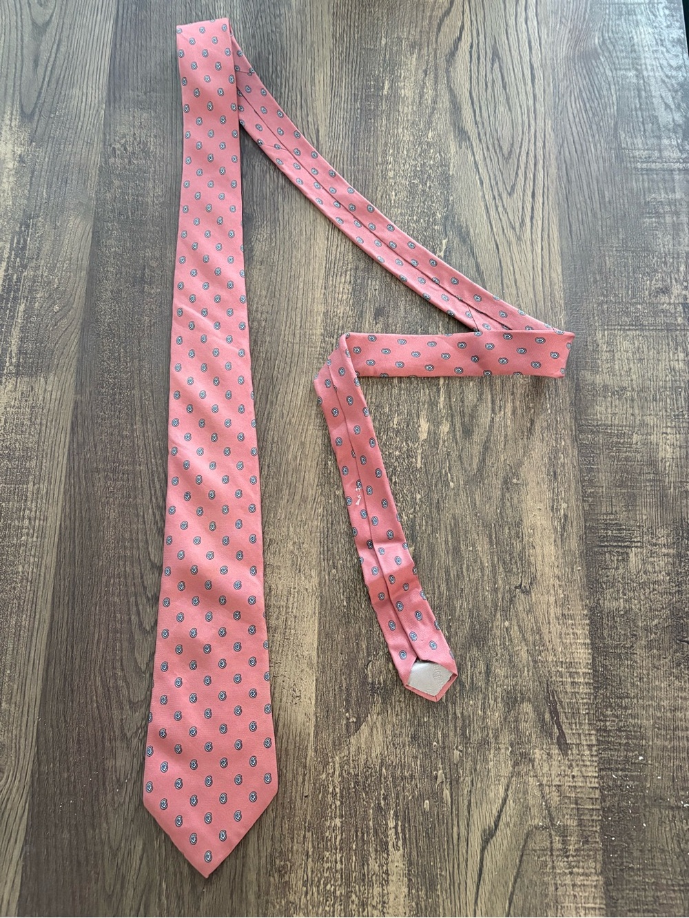 Dior Pink Silk Tie with Micro Medallion Pattern